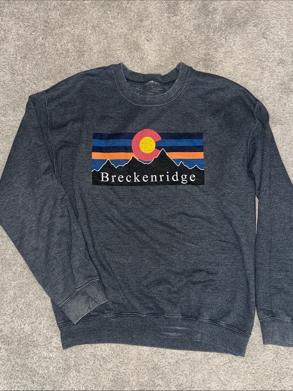 Breckenridge Unisex Charcoal Graphic Crewneck Sweatshirt